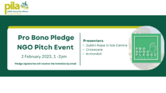 Pro Bono Pledge Ireland - NGO Pitch Event Invitation 2 February 2023 